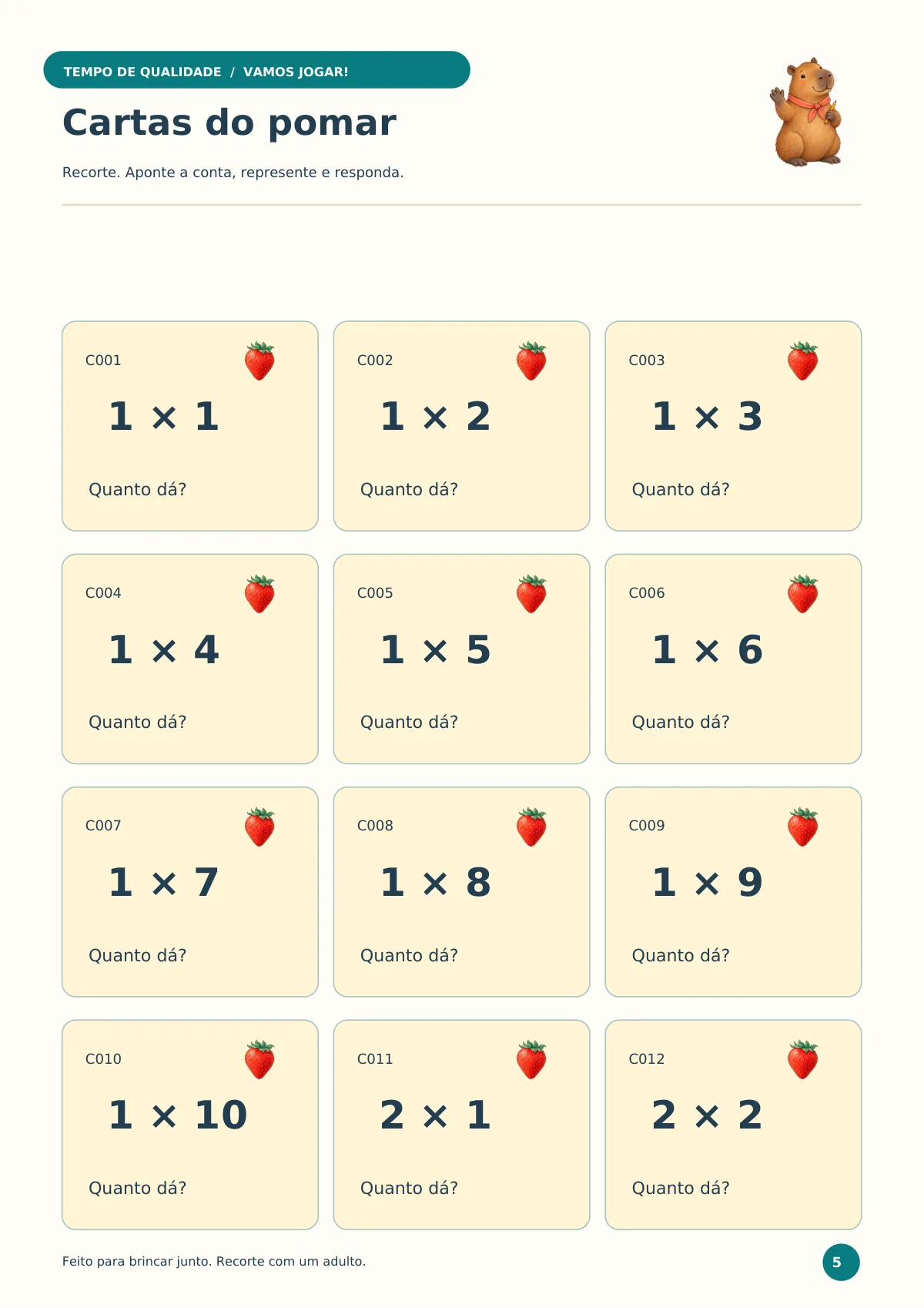 Página 5: Cartas do pomar para recortar