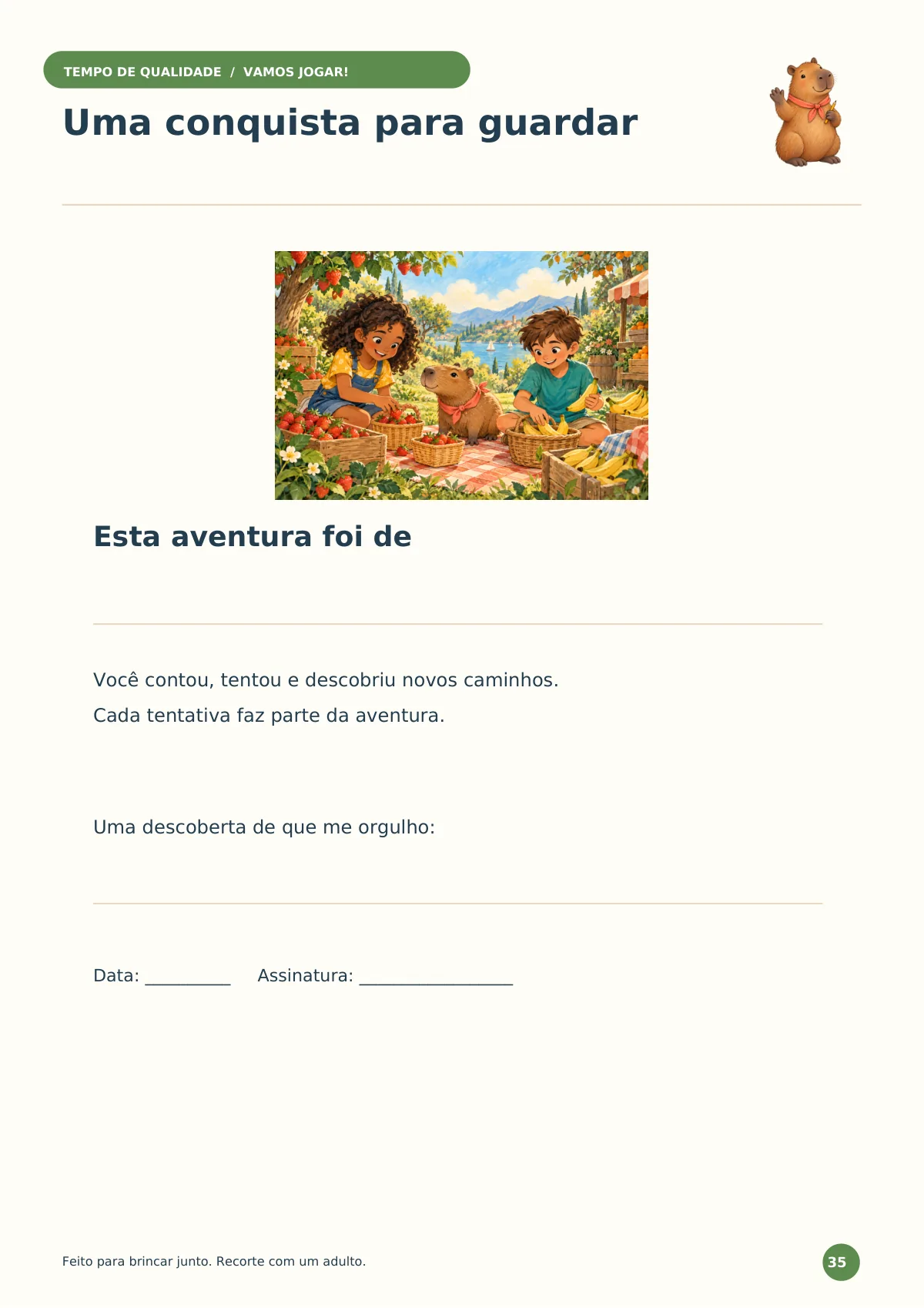 Página 35: Uma conquista para guardar, a página de celebração